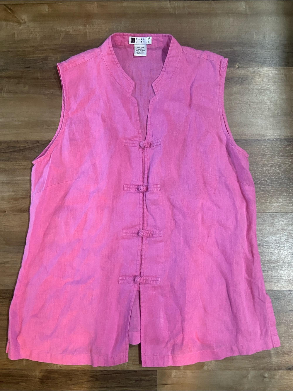 Linen Mandarin Button Front Top